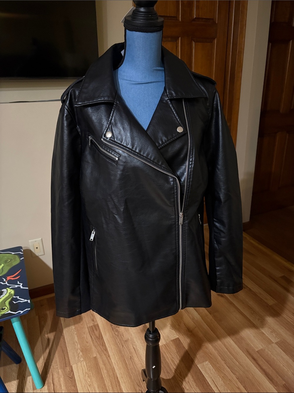 Lane Bryant Black Faux Leather Asymmetrical Moto Jacket